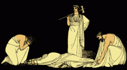 El asesinato de Agamen&oacute;n, ilustraci&oacute;n de 1879 para las Stories from the Greek Tragedians de Alfred Church.